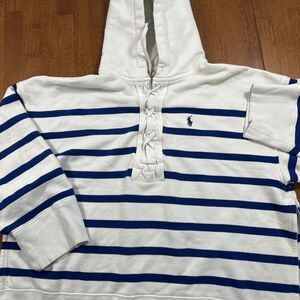 Polo Denim & Supply Ralph Lauren Oversized Hoodie Size XS Striped White And Blue